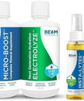 Beam Minerals Micro-Boost Humic Mineral Blend & Electrolyze Liquid And Insta-Lytes Natural Liquid Electrolytes 2Oz And Happy-Lytes Fluvic Electrolyte Misting Spray 2Oz
