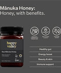 Happy Valley UMF 15+ | MGO 514+ Raw Manuka Honey Ã¢â‚¬â€œ Certified UMF, Unpasteurized, Monofloral, 500g / 17.6oz Jar | Traceable from Hive-to-Table, Immune Support, Skin & Daily Wellness Ã¢â‚¬â€œ Product of New Zealand