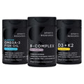 Sports Research Vitamin B-Complex - Full Spectrum Of B Vitamins (Plant-Based Vegan-Friendly) Triple Strength Omega 3 Fish Oil & Plant Based Vitamin K2 Mk7 Vegan D3 5000Iu