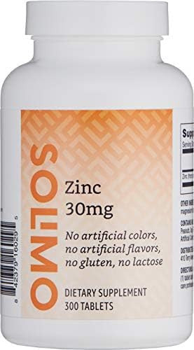 Brand - Solimo Zinc 30Mg, Unflavored, 300 Tablets, Ten Month Supply