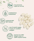 Micro Ingredients Copper Glycinate With Mct Oil 500 Softgels 4 Mg Elemental Copper Per Serving Chelated Copper Mineral Supplement Essential Trace Mineral Non-Gmo Cgmp Manufactured
