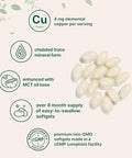 Micro Ingredients Copper Glycinate With Mct Oil 500 Softgels 4 Mg Elemental Copper Per Serving Chelated Copper Mineral Supplement Essential Trace Mineral Non-Gmo Cgmp Manufactured