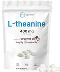 Micro Ingredients L-Theanine 400Mg 400 Softgels Highly Bioavailable With Coconut Oil Extra Strength Theanine Amino Acid Calm & Relaxation Support Focus Supplement Non-Gmo Gluten Free