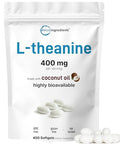 Micro Ingredients L-Theanine 400Mg 400 Softgels Highly Bioavailable With Coconut Oil Extra Strength Theanine Amino Acid Calm & Relaxation Support Focus Supplement Non-Gmo Gluten Free