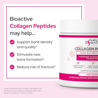 Healthy Bones Co Fortibone Collagen Peptides Essential Bone Builder Hydrolyzed Collagen Powder For 30 Servings