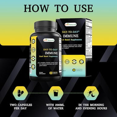 Best Naturals Daytoday Immune Food Baded Supplements 90 Tablets Made In The Usa With Mushroom Blend Digestive Enzyme Blend Fruit & Vegetable Blend