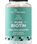 Eu Natural Biotin 5000 Mcg Hair Skin Nails Supplement High-Potency Hair Growth Vitamins For Women & Men Provide Powerful Support For Healthy Hair, Stronger Nails And Glowing Skin 120 Vegan Soft Capsules