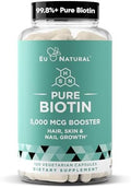 Eu Natural Biotin 5000 Mcg Hair Skin Nails Supplement High-Potency Hair Growth Vitamins For Women & Men Provide Powerful Support For Healthy Hair, Stronger Nails And Glowing Skin 120 Vegan Soft Capsules