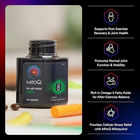 Mitoq +Joint Advanced Coq10 Antioxidant Supplement - Contains Mitoquinol Mesylate & Green Lipped Mussel Omega Oil Extract - Supports Healthy Joint Mobility And Cell Vitality (60 Softgel Capsules)