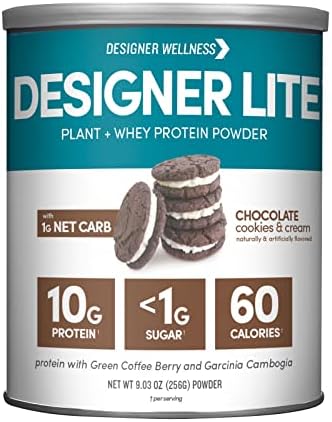 Designer Wellness Lite Low Calorie Natural Protein Prebiotic Fiber Key Vitamins & Minerals Vanilla Cake 9.03 Ounces