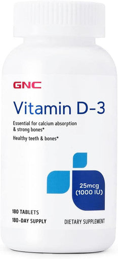 Gnc Vitamin D-3 25Mcg 180 Tablets Supports Healthy Teeth And Bones