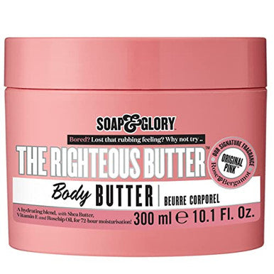 Soap & Glory The Righteous Moisturizing Body Butter - Hydrating Vegan Body Moisturizer For Dry Skin With Shea Butter Vitamin E & Rosehip Seed Oil - Rich Cream For Women & Men (300Ml)