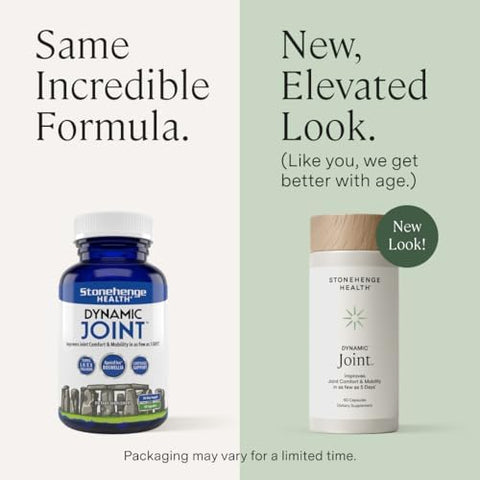 Stonehenge Health Dynamic Joint Health Supplement " Fastacting Support With Apra Sflex Boswellia Msm Multitype Collagen Turmeric Bromelain Vitamins C & D3 " Supports Joint Comfort " 60 Capsules
