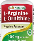 Best Naturals Larginine Lornithine 1000Mg Per Serving 120 Tablets Nongmo & Gluten (120 Count (Pack Of 1))