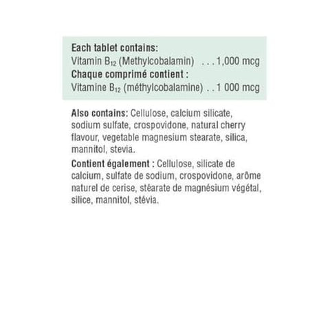 Jamieson Vitamin B12 Methylcobalamin Fast Dissolving Sublingual Tablets 1000 Mcg 100 Sublingual Tablets