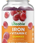 Lifeable Phosphatidylserine (Ps) + Iron With Vitamin C Gummies Bundle Great Tasting Vitamin Supplement Gluten Gmo Chewable Gummy