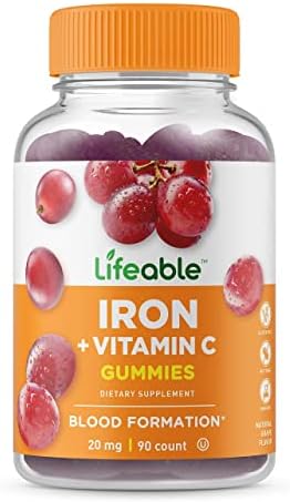 Lifeable Phosphatidylserine (Ps) + Iron With Vitamin C Gummies Bundle Great Tasting Vitamin Supplement Gluten Gmo Chewable Gummy