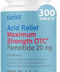 Curist Famotidine 20Mg Bulk Pack (300 Count Tablets) Acid Reflux Medicine For Heartburn Relief Otc Maximum Strength Stomach Acid Reducer Anti Acid Relief Tablets For Indigestion Heartburn Relief