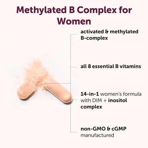 Micro Ingredients Methylated B Complex For Women 240 Vegetarian Capsules Activated B Vitamins With Methylfolate Methyl B12 Dim & Inositol Complex 14-In-1 Bioactive B Vitamin Formula