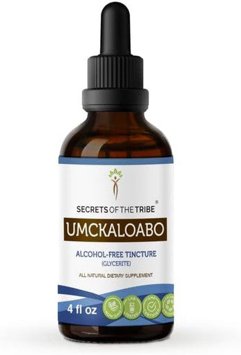 Secrets of the Tribe Umckaloabo Tincture Alcohol-Free Extract, High-Potency Herbal Drops, Tincture Made from Umckaloabo Pelargonium Sidoides Respiratory System Health 4 oz