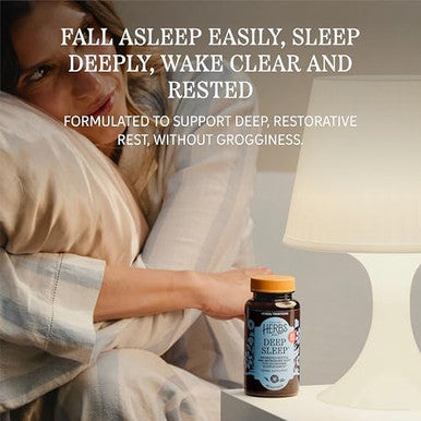 Herbs Etc. Deep Sleep Softgels Holistic Bedtime Supplement for Calming Sleep Aid Chamomile Lemon Balm Extract & Passionflower