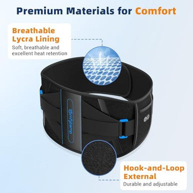 Comfytemp Cordless Heating Pad With Back Brace For Lower Back Fsa Eligible Hsa Portable Wireless Wearable Heated Rechargeable Lumbar Support Fathers Day Dad s 3 Heat 3 Timer 52""(No Massage)