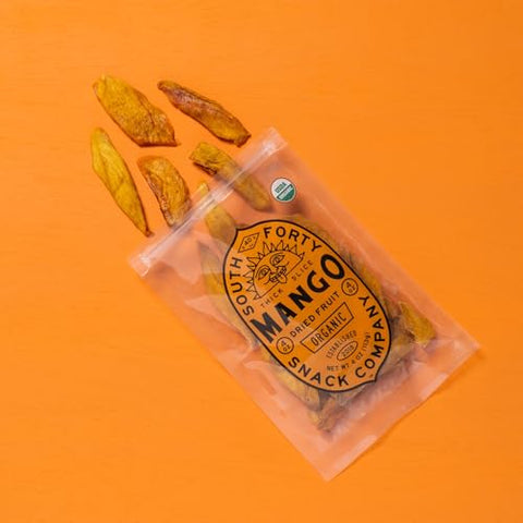 South 40 Snacks Organic Dried Mango Slices, Just 1 Ingredient (4oz bags, pack of 4)
