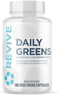 Revive Md Daily Greens Supplement For Men & Women Superfood & Antioxidant Blend W/Digestive Enzymes Prebiotics & Probiotics For Immune Support Digestive & Gut Health 180 Capsules (60 Servings)