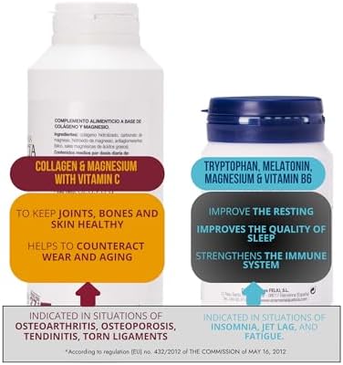 Ana Maria Lajusticia Collagen With Magnesium 450 Tablets & Tryptophan With Magnesium Melatonin And Vitamin B6 Joint And Skin Health With Nighttime Sleep Support