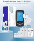 Homchy Tens Unit Muscle Stimulator 24 Modes Dual Channel Tens Ems Machine For Muscle Tension And Back Relief Rechargeable Pulse Massager With Timer 6 Upgraded Pads For Neck Shoulder Leg And Knee