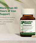 Standard Process Ferrofood Iron Supplement to Support Normal Blood Production Aid Iron Absorption with Vitamin C Health Supplement with Alfalfa Spanish Moss Vitamin B12 and More 40 Capsules