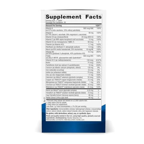 Nordic Naturals Men S Multivitamin One Daily - Bone Energy & Blood-Vessel Support - Immunity Supplement - 20 Essential Nutrients - 30 Tablets 30 Servings