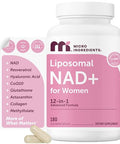 Micro Ingredients Liposomal Nad For Women Complex 180 Veggie Capsules Nmn Pathway Supplement 12-In-1 Advanced Nad Formula With Resveratrol Hyaluronic Acid Glutathione & Collagen