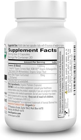 Organixx Magnesium Glycinate and Turmeric Curcumin Bundle 60 Caps Each