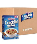 Kellogg's Cracklin' Oat Bran Breakfast Cereal, Fiber Cereal, Family Cereal, Original (3 Boxes)