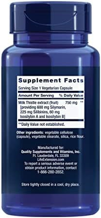 Life Extension Milk Thistle, Silymarin, Silibinins, Isosilybin A & B, Delivers Full-Spectrum Milk Thistle Benefits For Liver Health, Non-Gmo, Gluten-Free, Vegetarian, 60 Capsules
