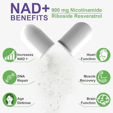 Nad+ Supplement - Liposomal Nicotinamide Riboside (Nr) And Resveratrol Quercetin - Natural Nad Supplement, Support Energy And Dna Repair, Longevity, Anti Aging And Cellular Health (900Mg-80 Capsules)