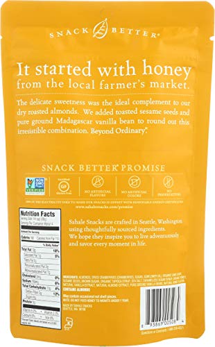 Sahale Snacks Honey Almonds Glazed Mix, 4 oz., Pack of 1 ÃƒÂ¢Ã¢â€šÂ¬Ã¢â‚¬Å“ Nut Snacks in a Resealable Pouch, No Artificial Flavors, Preservatives or Colors, Gluten-Free Snacks