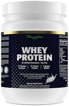 Paradise Herbs 100% Whey Protein Powder Chocolate 21G Protein 5.5 Bcaa'S 2.2G Lleucine 210Mg Aminogen 30 Servings
