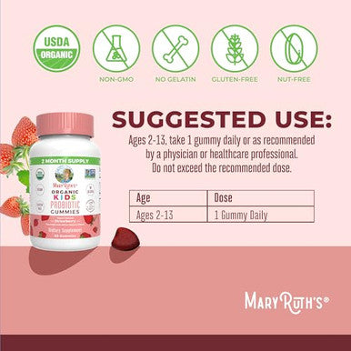 Maryruth's Organics Kids Probiotics For Digestive Health 60 Count