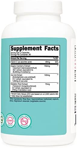 Nutricost Cranberry Extract For Women (35000Mg Equivalent)180 Capsules With Vitamin C Uva Ursi & Dandelion Root Extract Nongmo & Gluten Health Supplement