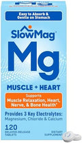 Slowmag Muscle + Heart Magnesium Chloride With Calcium Supplement To Support Muscle Relaxation Occasional Muscle Cramping & Heart Health High Absorption 120 Count