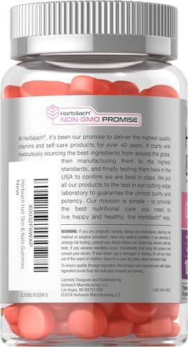 Horbaach Hair Skin and Nails Gummies 100 Count with Biotin Fruit Flavored Vitamins NonGMO Gluten Free Supplement