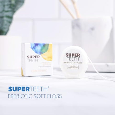 Super Teeth Superteeth Prebiotic Soft Floss With Hydroxyapatite And Xylitol Expanding Dental Floss For Adults & Kids Helps Sensitive Gums Strengthen Enamel Natural Plaque Remover Fluoride & Pfa-Free Vanilla