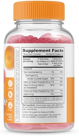 Lifeable Vitamin C Kids + Calcium With Vitamin D Kids Gummies Bundle Great Tasting Vitamin Supplement Gluten Gmo Chewable Gummy