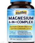 Iron Complex Supplement 60 Capsules and 6 in 1 Magnesium Complex Supplement 120 Capsules NonGMO Gluten