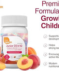 Zahler Junior D3 and K2 Bone Building and Immune Support for Kids Vitamin D3 and Vitamin K2 to Support Bone Density and Calcium Absorption NonGMO and GlutenFree Peach Apricot 90 Chewable Tablets