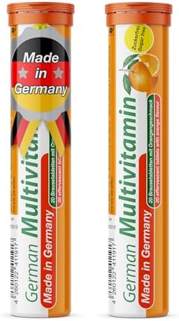 TandD German Multvitamin 10 Vitamins 40 Vegan Drink Effervescent Tablets Orange Flavor Made in Germany