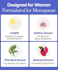 O Positiv Meno Heart Blood Pressure Support Capsules Daily Support For Healthy Circulation Stress Management & Blood Pressure With Coq10 Beets Pine Bark & Saffron 30 Servings