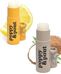Poppy & Pout Jumbo Lip Balm 2 Pack, All Natural Lip Balms & Moisturizers, Hydrates With Beeswax, Vitamin E, Organic Coconut, Island Coconut & Lemon Bloom